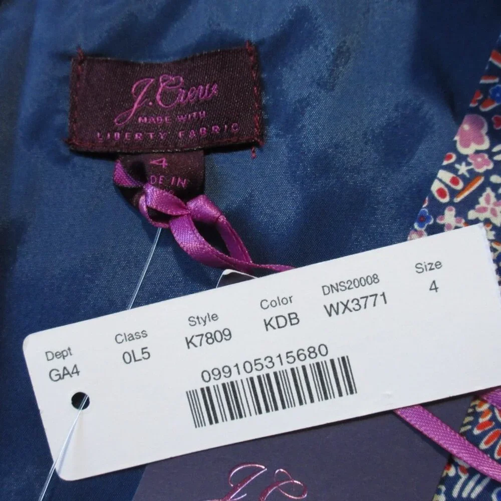 NWT J.Crew Liberty Kayoko in Deep Blue Floral Sleeveless Faux Wrap Dress 4